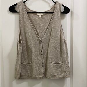 Eileen Fisher Cream V-Neck Sleeveless Tank Top